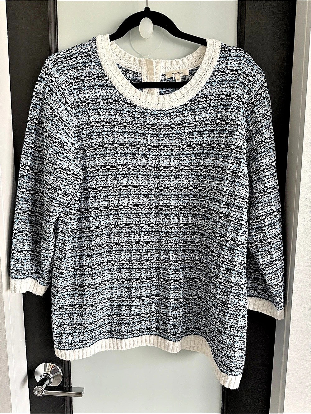 tyler boe Textured Crew Neck Sweater in Blue & White Size XL Like New